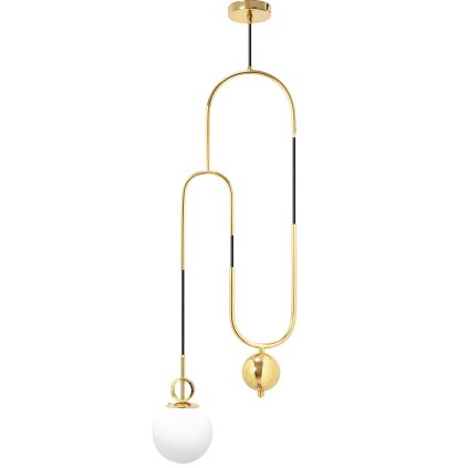 Lampă pentru tavan, metal-sticlă, 1xE27 APP482-1CP, alb-auriu, OSW-00599