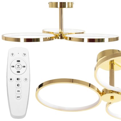 Toollight, plafoniera LED + telecomandă APP993-C, auriu, OSW-08149