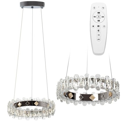Toollight, lampă suspendată LED cu cristale APP1041-CP + telecomandă, crom, OSW-09472