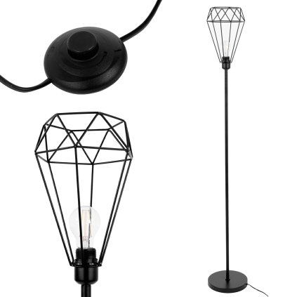 Toollight, lampă de podea Reno 300216 1xE27, negru, OSW-04878