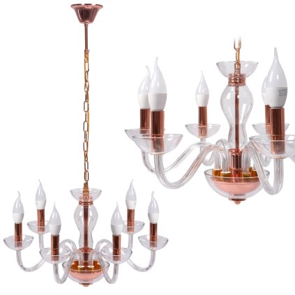 Toollight, plafoniera pentru suspensie 6xE14 APP1081-6CP, aur roz, OSW-00681