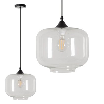 Toollight, Lampă suspendată din sticlă APP312-1CP LOFT, neagră, OSW-00344