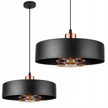 Toollight, lampă cu pandantiv 1xE27 APP1246-1CP, aur roz-negru, OSW-14036
