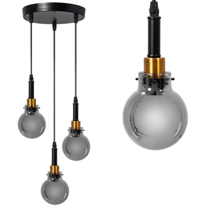 Toollight, lampă suspendată 3xE14 APP1125-3CP, negru-auriu, OSW-40600
