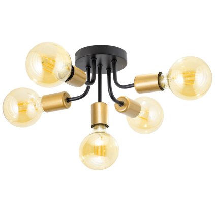 Toollight, lampă suspendată 5xE27 APP1118-5C, negru-auriu, OSW-01461