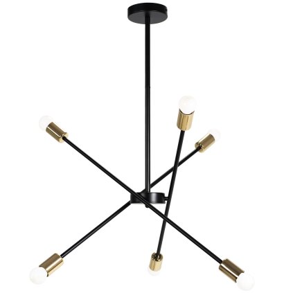 Toollight, lampă suspendată 6xE27 APP1116-6CP, negru-auriu, OSW-01460