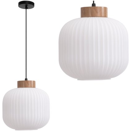 Toollight, lampă suspendată din sticlă E27 APP1068-CP, albă, OSW-04401