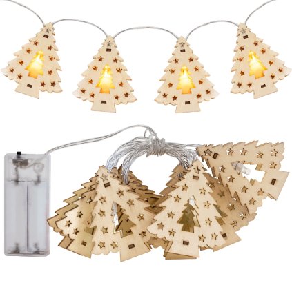 Tutumi, iluminat cu LED pentru brad de Crăciun 1,2m 10buc brad din lemn CD009, maro, CHR-03002