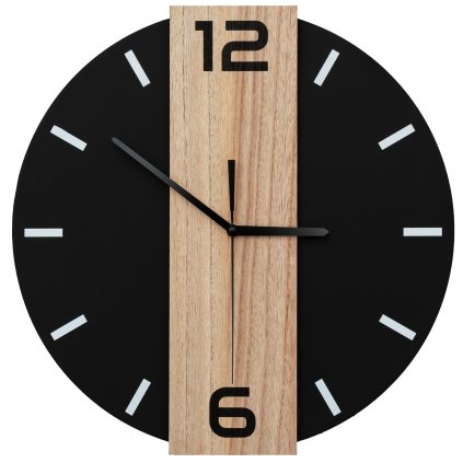 Tutumi, ceas de perete rotund 35 cm metal / lemn MC70901, negru-maro, ZEG-08742