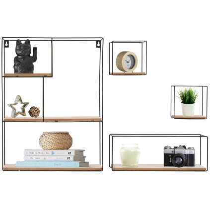 167388 4 tutumi sada 4 kovovych nastennych polic industrial 50x40x10 cm 391883 cierna hneda hom 09063