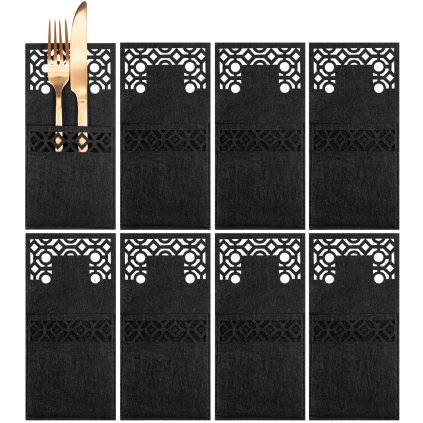 Tutumi, huse pentru tacâmuri de sărbători 8 buc KF357-4B x2, negre, CHR-09563