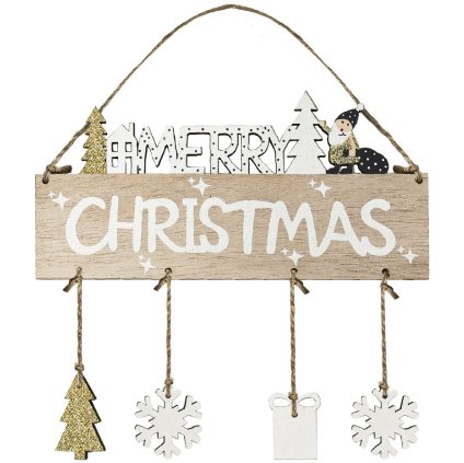 Tutumi, decor pentru ușă de Crăciun suspendat 20x21 cm KL-21X13, maro-alb, CHR-00672