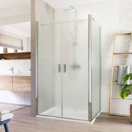 Mereo, cabină de duș, Lima, dreptunghi, ușă zburătoare și parte fixă, crom ALU, sticlă Point, MER-CK88562K