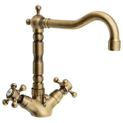 Sapho, Baterie de lavoar de sine stătătoare ANTEA cu gura retro cu priză, bronz, 3376
