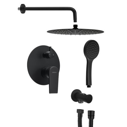 Sapho, set de duș ascuns KAI cu baterie, comutator rotativ, 2 ieșiri, negru mat, KA43/15-01