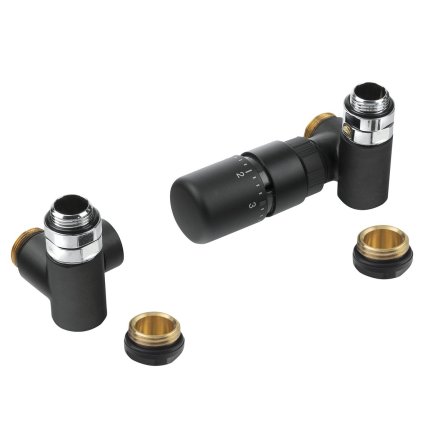 Sapho, set de conexiune pentru vană termostatică CORNER COMBI, versiune dreapta, mat negru, CP3022BS