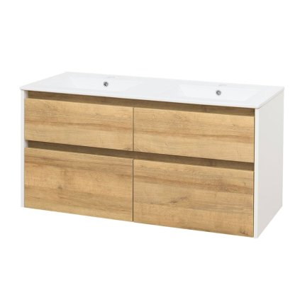 528679 14 mereo opto kupelnova skrinka s keramickym umyvadlom 121 cm biela dub riviera mer cn933