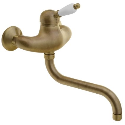 Sapho, baterie de perete KIRKÉ WHITE, pârghie albă, bronz, KI15BB