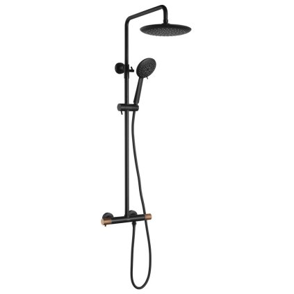 Sapho, coloana de dus SOLARIS cu baterie termostatica, negru/mat cupru, WD139PG