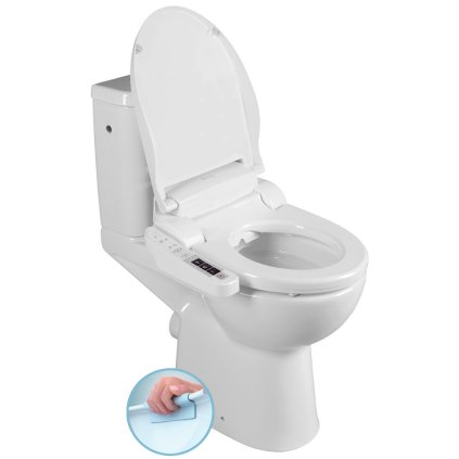 Sapho, scaun combinat WC HANDICAP ridicat cu bideu electronic BLOOMING EKO PLUS, fără margine, canalizare spate, alb, NB-1160D-1