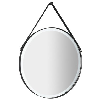 529102 sapho orbiter gulate zrkadlo s led osvetlenim kozeny popruh 70cm cierna matna orl070