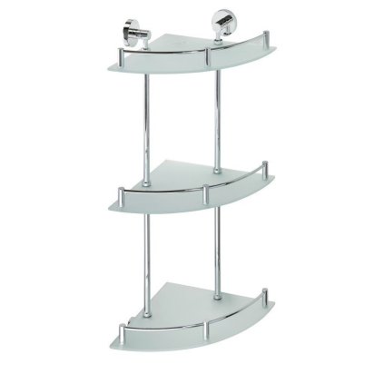 Sapho, colț din sticlă X-ROUND E cu raft triplu cu bară transversală, 270x660x355mm, crom, XR606