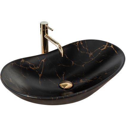 Chiuvetă de blat REA Royal Marble 60, 61 x 36 cm, negru, REA-U7478