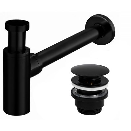 Sifon-polisifon pentru chiuvetă universal Rea + scurgere universală pentru chiuvetă, negru mat, REA-A5215