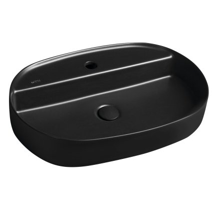 Isvea, chiuveta blat ceramica INFINITY OVAL, 60x40cm, negru mat, 10NF65060-2N