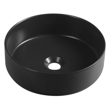 Isvea, chiuveta ceramica blat INFINITY ROUND, diametru 36 cm, negru mat, 10NF65036-2N