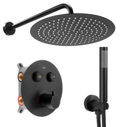 Rea, Set de duș ascuns REA - negru mat + CUTIE, TERMOSTAT, REA-P8549
