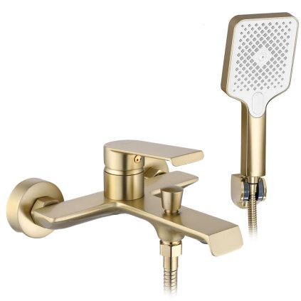 Rea Hass, baterie de baie cu set de duș de mână, auriu mat, REA-B7100