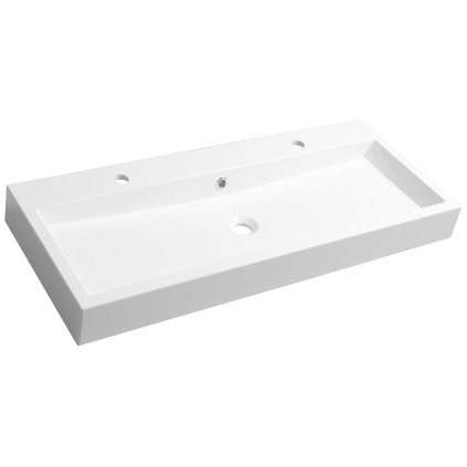 Sapho, lavoar ORINOKO, marmura, 100x42 cm, 2 gauri pentru baterii, alb, OR101
