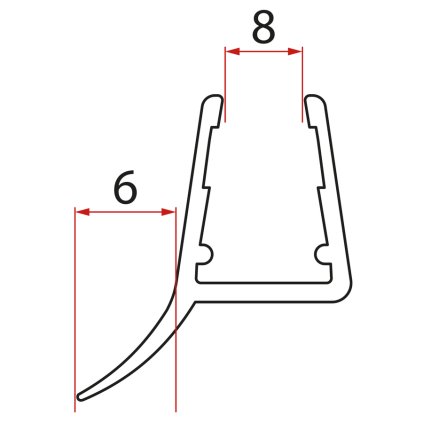 533770 polysan spodne tesnenie na dvere sklo 8mm 1000mm ndrl01
