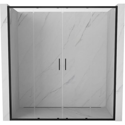 Mexen Exo, culisant cu 2 aripi 200x200 cm, sticla transparenta 6 mm, profil negru, 8152-200-000-70-00