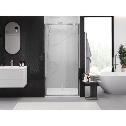 529585 10 mexen exo dvojkridlove sprchove dvere 100x200 cm 6mm cire sklo chromovy profil 814 100 000 01 00