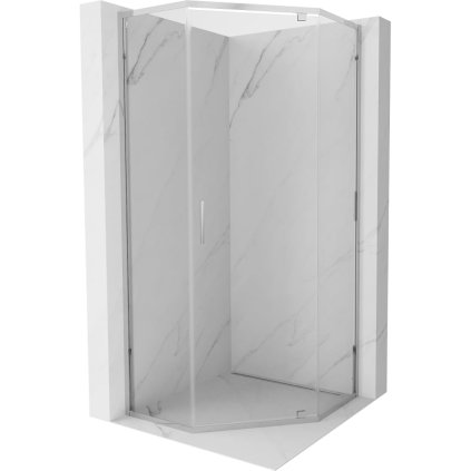 Mexen Exo, cabină de duș pentagonală cu ușă cu balamale 100 x 100 cm, sticlă transparentă de 6 mm, profil cromat, 812-100-100-01-00