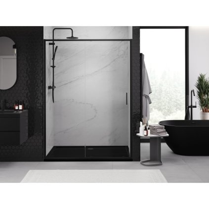 529390 11 mexen exo posuvne dvere do otvoru 155x200 cm 6mm cire sklo cierny profil 8151 155 000 70 00