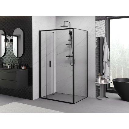 532987 mexen exo sprchovaci kut so skladacimi dverami 100 x 80 cm 6mm cire sklo cierny profil 816 100 080 70 00