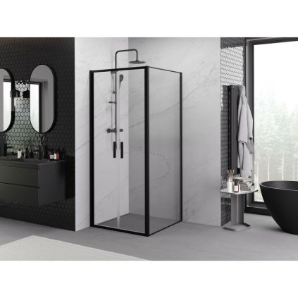 533203 9 mexen exo sprchovaci kut s kridlovym dverami 100 x 100 cm 6mm cire sklo cierny profil 814 100 100 70 00