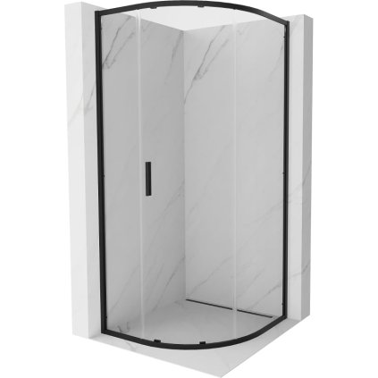 Mexen Exo, duș sfert de cerc cu ușă glisantă 100 x 100 cm, sticlă transparentă de 6 mm, profil negru, 8131-100-100-70-00