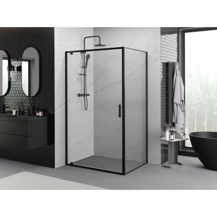 535810 mexen exo sprchovaci kut s kridlovymi dverami 100 x 80 cm 6mm cire sklo cierny profil 8181 100 080 70 00