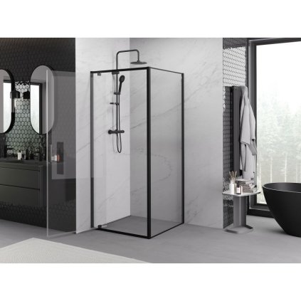 535750 11 mexen exo sprchovaci kut s kridlovymi dverami 70 x 70 cm 6mm cire sklo cierny profil 8181 070 070 70 00