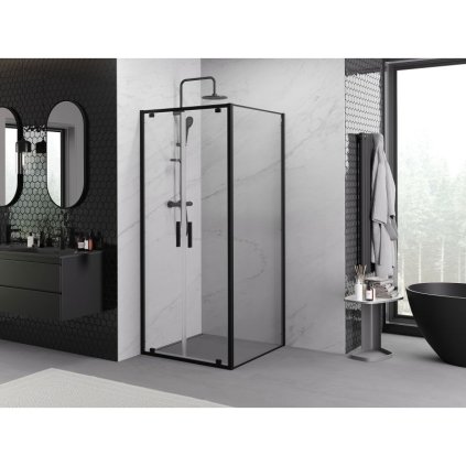 535981 11 mexen exo sprchovaci kut s kridlovymi dverami 70 x 70 cm 6mm cire sklo cierny profil 8182 070 070 70 00