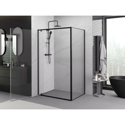 535753 11 mexen exo sprchovaci kut s kridlovymi dverami 75 x 70 cm 6mm cire sklo cierny profil 8181 075 070 70 00