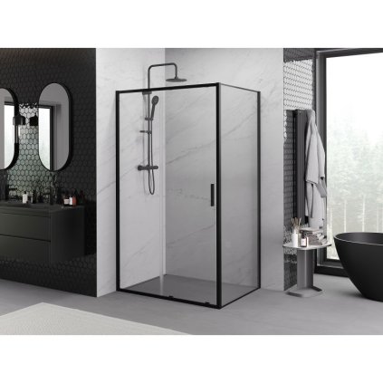 535447 11 mexen exo sprchovaci kut s posuvnymi dverami 145 x 95 cm 6mm cire sklo cierny profil 8151 145 095 70 00