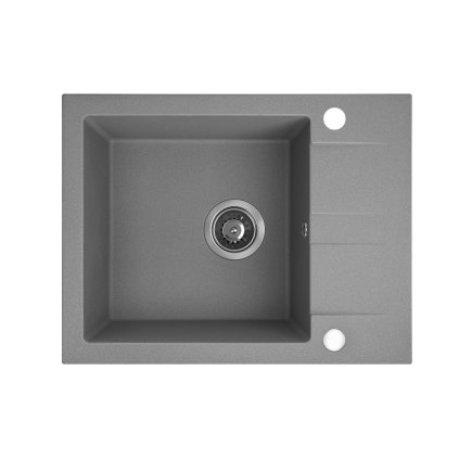 Kuchinox Shire, chiuvetă din granit cu 1 cameră cu scurgere scurtă 570x440x185 mm, gri, LAV-SBS_513Y