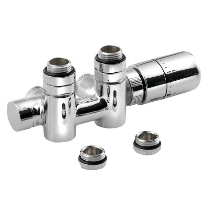 Sapho, set racord supapă TWIN COMBI termostatic pentru racord central, cromat, CP5010S