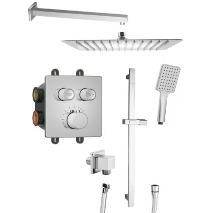 Sapho, set de duș SMART SELECT cu robinet termostatic, 2 ieșiri, suport de duș glisant, crom, RP042-02