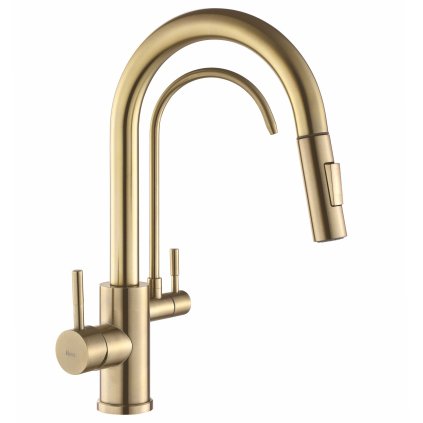 Rea Eco Fresh, baterie pentru chiuveta cu pipa pentru filtru de apa potabila, auriu mat, REA-B7596